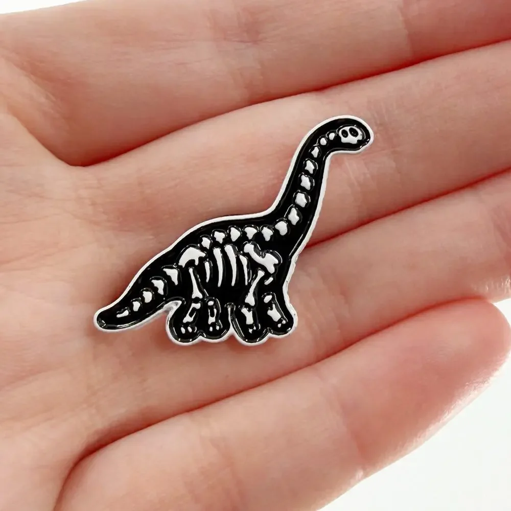 Brontosaurus Dinosaur Skeleton Enamel Pin: Fun Dino Lapel Pin